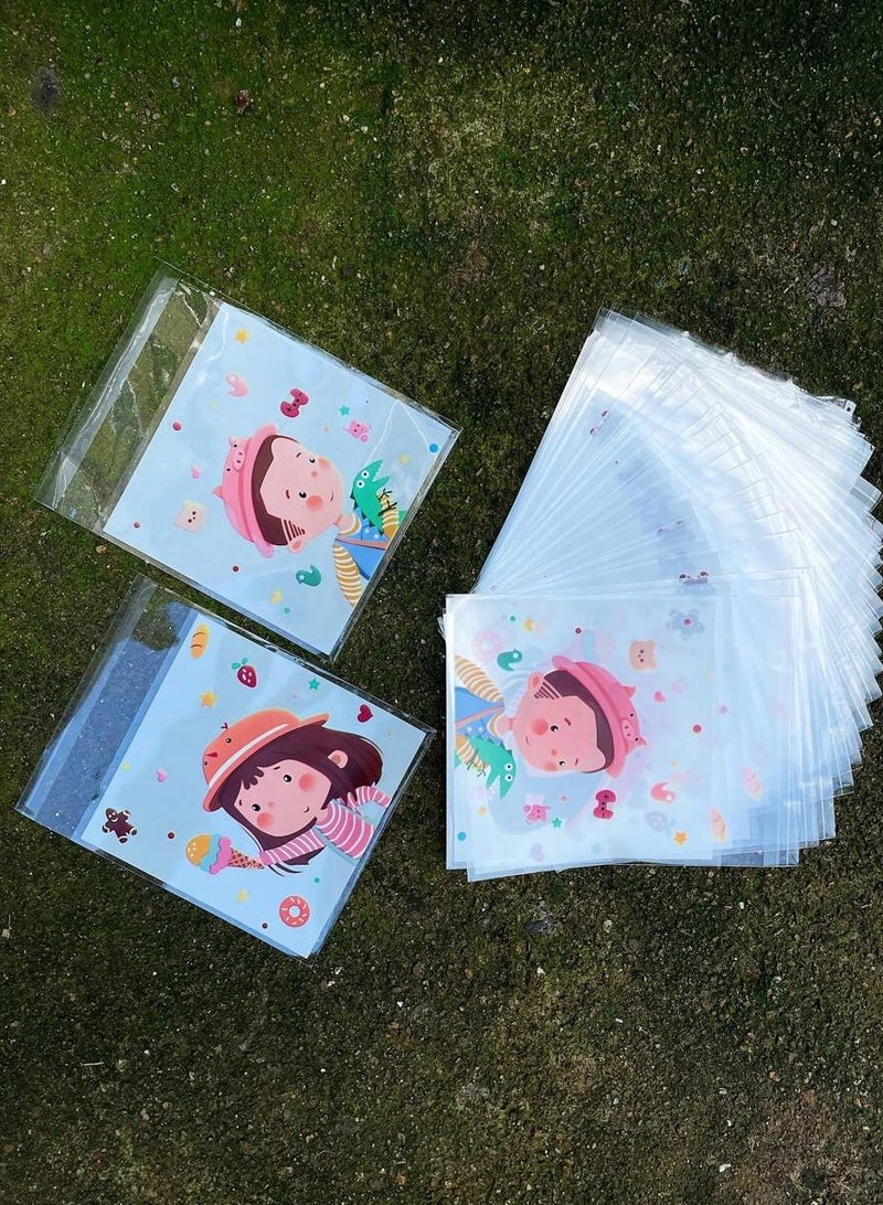 اكياس توزيعات هدايا صغيرة  بتصميم كرتوني لطيف مناسبة للكوكيز وجميع انواع الحلويات للاطفال 50 كيس - Image 5