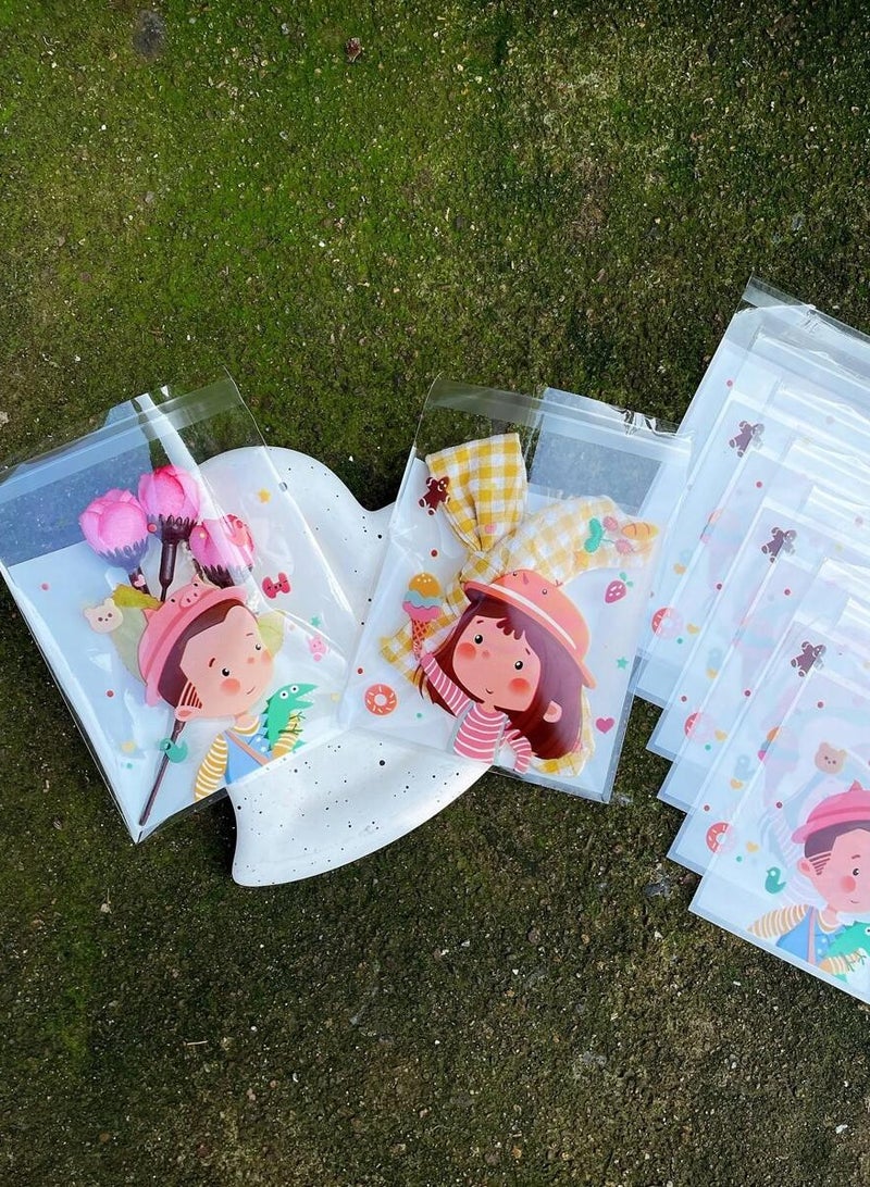 اكياس توزيعات هدايا صغيرة  بتصميم كرتوني لطيف مناسبة للكوكيز وجميع انواع الحلويات للاطفال 50 كيس - Image 4