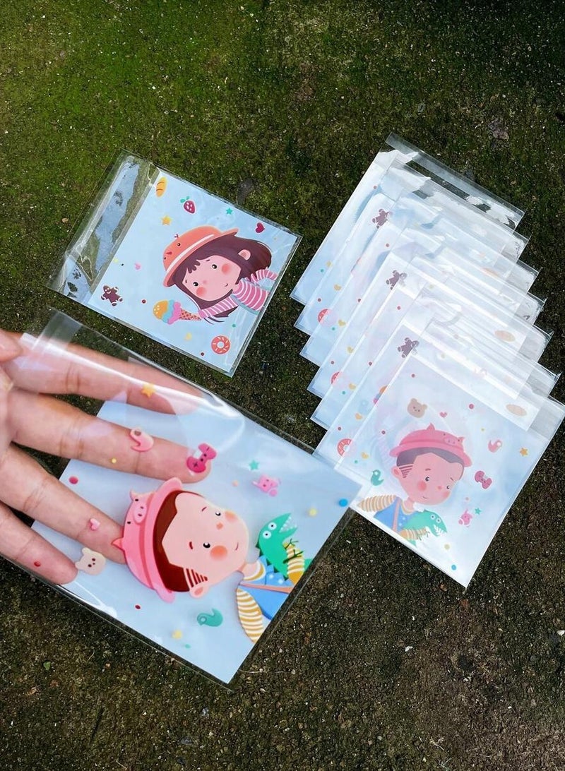 اكياس توزيعات هدايا صغيرة  بتصميم كرتوني لطيف مناسبة للكوكيز وجميع انواع الحلويات للاطفال 50 كيس - Image 2