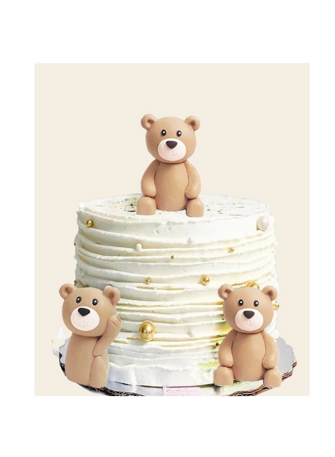 GmakCeder Baby Bear Cake Topper Blue Ball Cake Decor (3bears) - Image 1