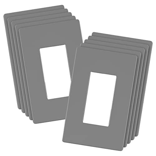 LIDER Decorator Switch Cover Screwless Wall Plate MidSize 1Gang 488 x 311 LSWP31MGY10P UL Listed Thermoplastic Matte Gray 10Pack - Image 1