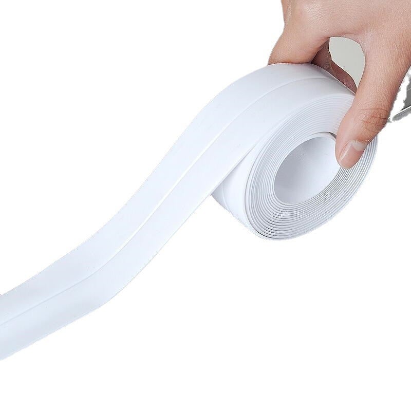 شريط لينليدا الأبيض للسد والختم للحمام والمطبخ، شريط PVC ذاتي اللصق مقاوم للماء، لحماية قاعدة المرحاض وحافة الحوض وحوض الاستحمام وخزان المرحاض، 3.8 سم × 3.2 م - Image 1