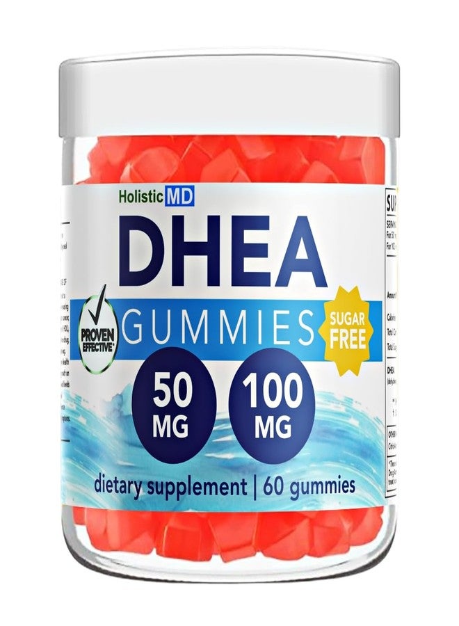 Holistic MD dhea 100mg 50mg dhea Supplement for Women | dhea Supplement for Men | clinically Studied high Absorption | Sugar Free Vegan Strawberry Gummies 60 Days Supply - Image 1