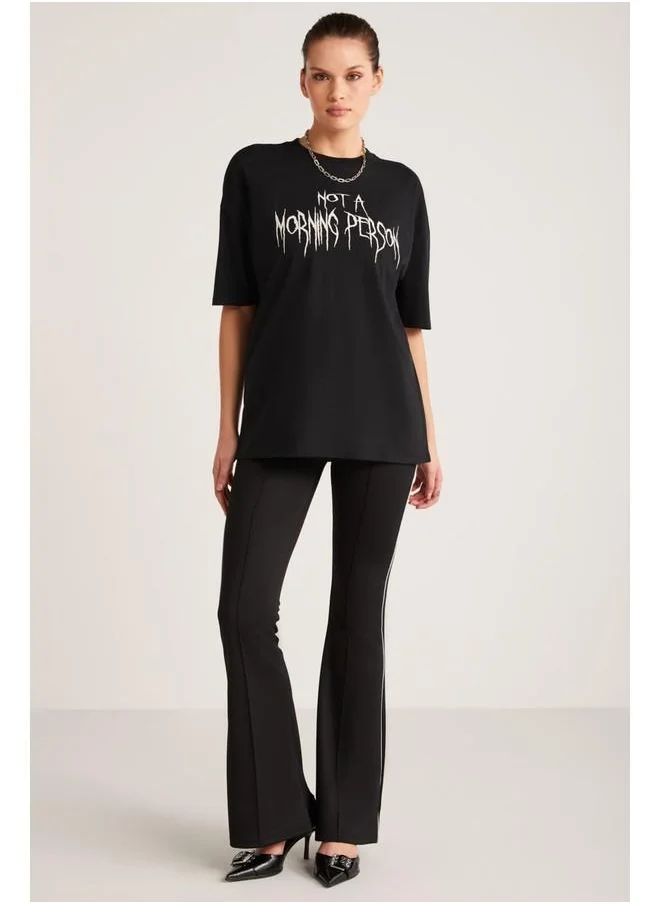 GRIMELANGE Grimelange Maddie Women's Front Printed Black T-Shirt