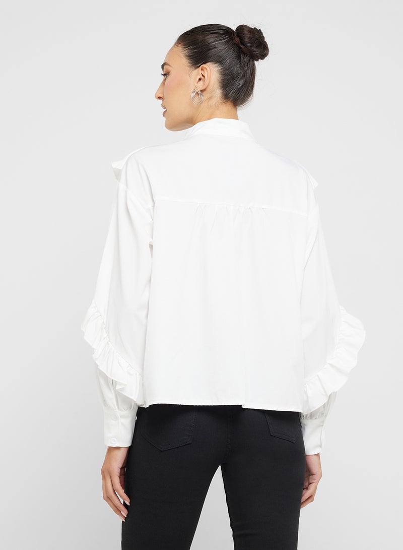 Ginger Ruffle Neck Detail Boho Blouse - Image 2