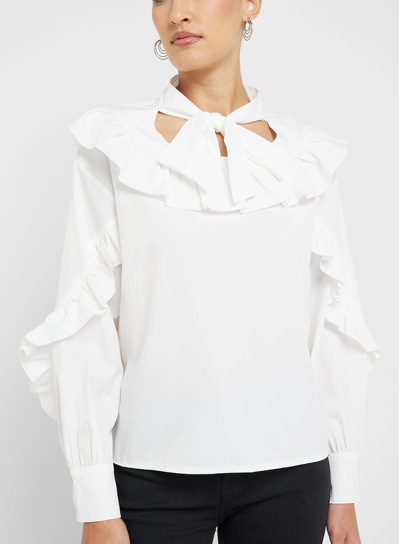 Ginger Ruffle Neck Detail Boho Blouse - Image 3