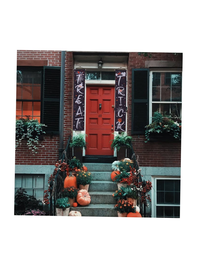 Halloween Couplets Flag Banner Sign for Front Door Trick or Treat Halloween Banner Set Halloween Porch Decorations Halloween Door Flag Halloween Signs Decor Halloween Welcome Sign