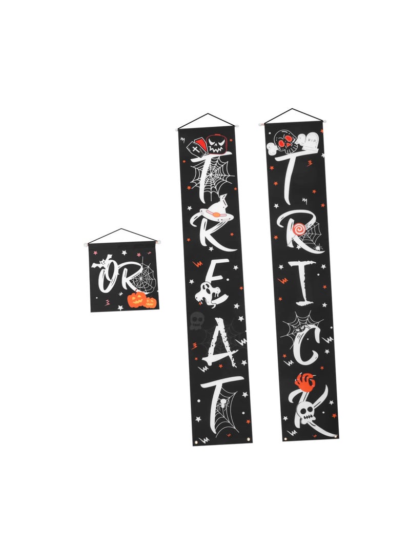 Halloween Couplets Flag Banner Sign for Front Door Trick or Treat Halloween Banner Set Halloween Porch Decorations Halloween Door Flag Halloween Signs Decor Halloween Welcome Sign