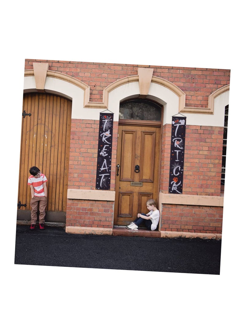 Halloween Couplets Flag Banner Sign for Front Door Trick or Treat Halloween Banner Set Halloween Porch Decorations Halloween Door Flag Halloween Signs Decor Halloween Welcome Sign