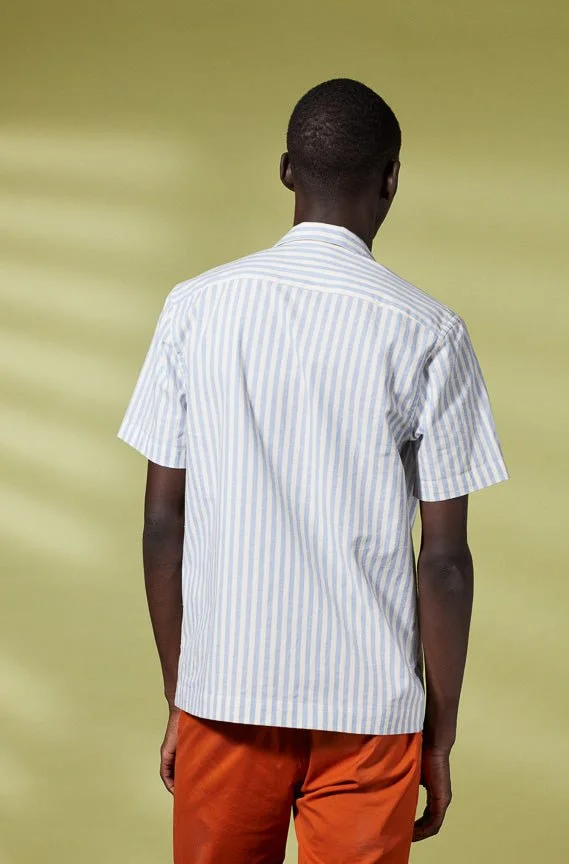 Vicomte A. Claude Sky Blue Wide Stripes Shirt 100% Cotton