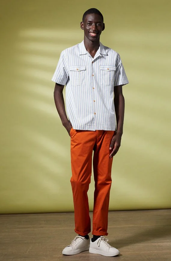 Vicomte A. Claude Sky Blue Wide Stripes Shirt 100% Cotton