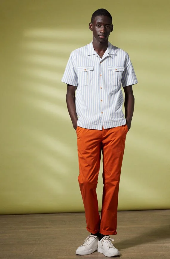 Vicomte A. Claude Sky Blue Wide Stripes Shirt 100% Cotton