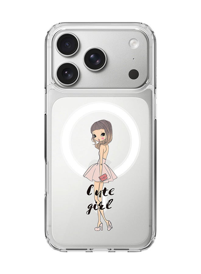 Stylizedd Classic Clear MagSafe Case for iPhone 17 Pro , Hybrid Soft Case Flexible Edges Anti Drop TPU PC Gel Thin Transparent Cover [ Designed for iPhone 17 Pro ] - Coy Cute Girl
