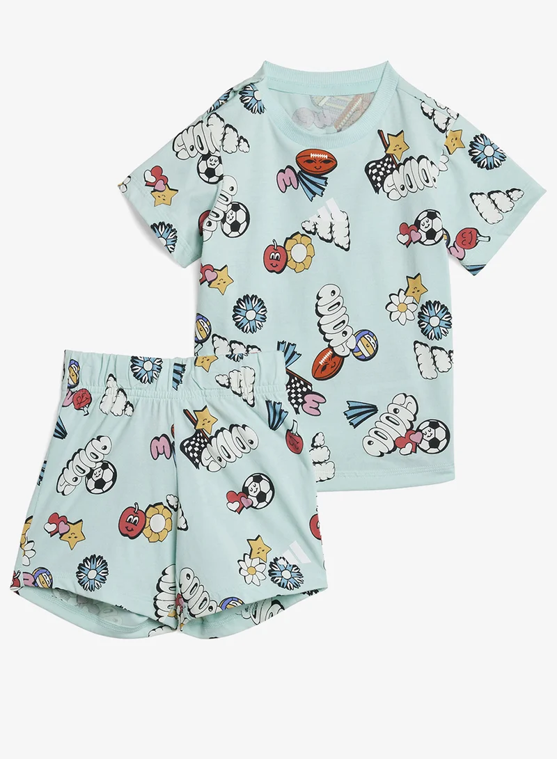 adidas طقم تي شيرت بطبعات شاملة للأطفال الرضع