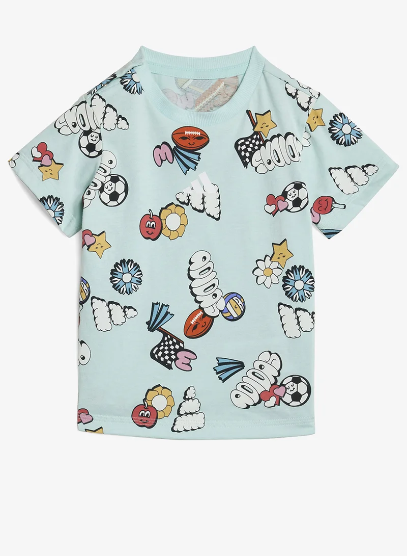 adidas طقم تي شيرت بطبعات شاملة للأطفال الرضع