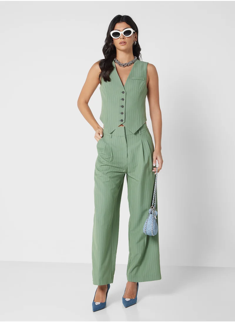 VERO MODA Vmtroian Wide Pinstripe Dad Pants