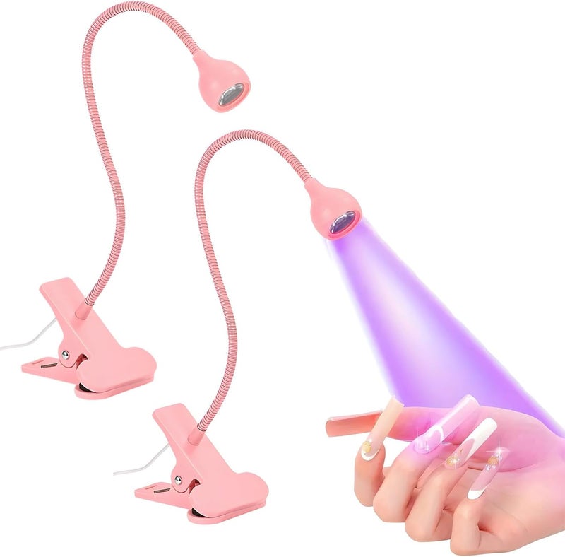 Desk Nail Lamps, 2 Clip-On, Light for Curing Nail Gel, with Adjustable Gooseneck Design - Image 1