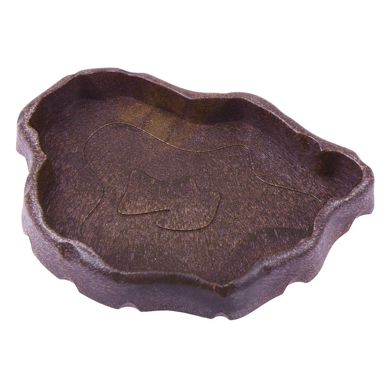2pcs Reptile Resin Food Dish Water Basin Tortoise Feeding Bowl Practical Lizard Feeder (Coffee, Size S) - Image 1