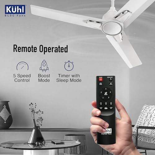 KUHL Arctis A1 1200 mm 65% Power Saving BLDC Ceiling Fan With Remote | BEE 5 Star Rated & ISI Marked | High Air Flow | 5 Year Warranty on Motor | White - Image 3