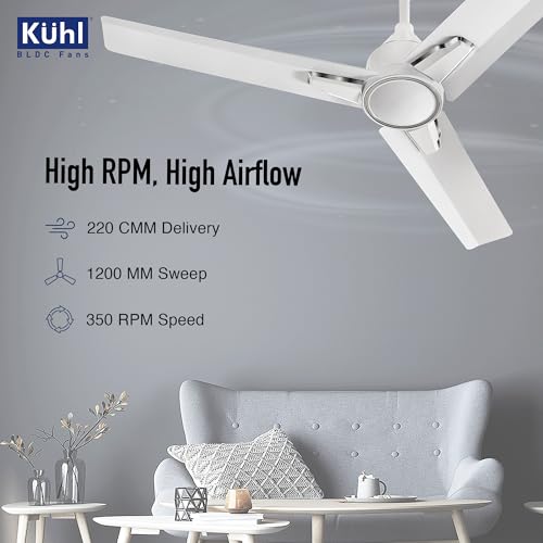 KUHL Arctis A1 1200 mm 65% Power Saving BLDC Ceiling Fan With Remote | BEE 5 Star Rated & ISI Marked | High Air Flow | 5 Year Warranty on Motor | White - Image 4