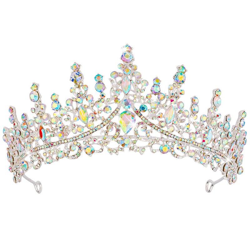 COCIDE Silver Tiara and Crown for Women Crystal Queen Crowns Princess Rhinestone Tiaras for Girl Bride Wedding Hair Accessories for Bridal Birthday Party Prom Halloween Costume Cosplay