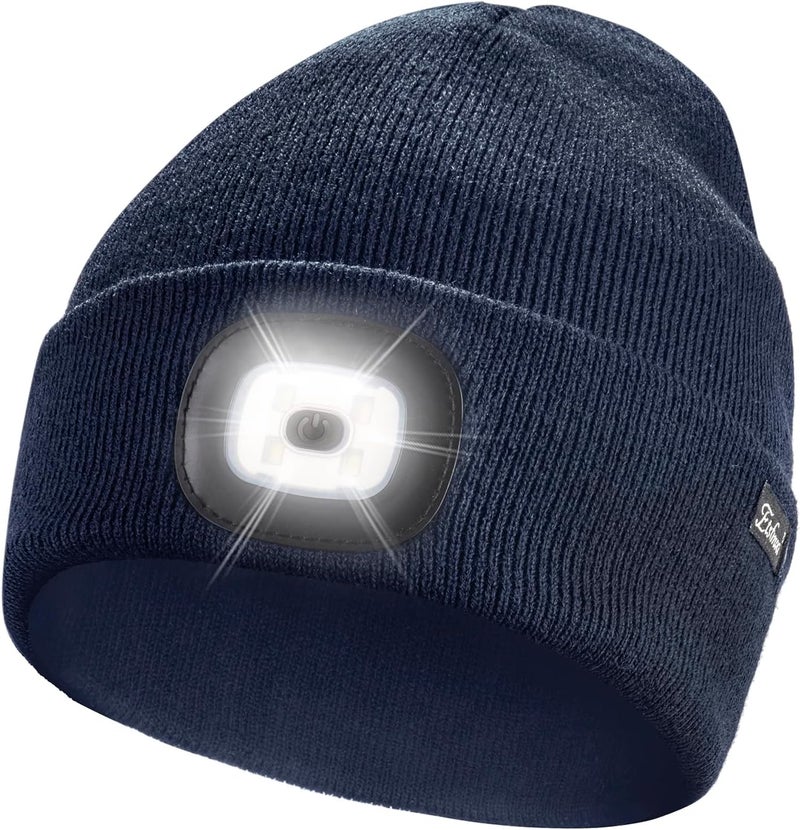 Etsfmoa Store Unisex Beanie with The Light Gifts for Men Dad Father USB Rechargeable Caps - Image 1