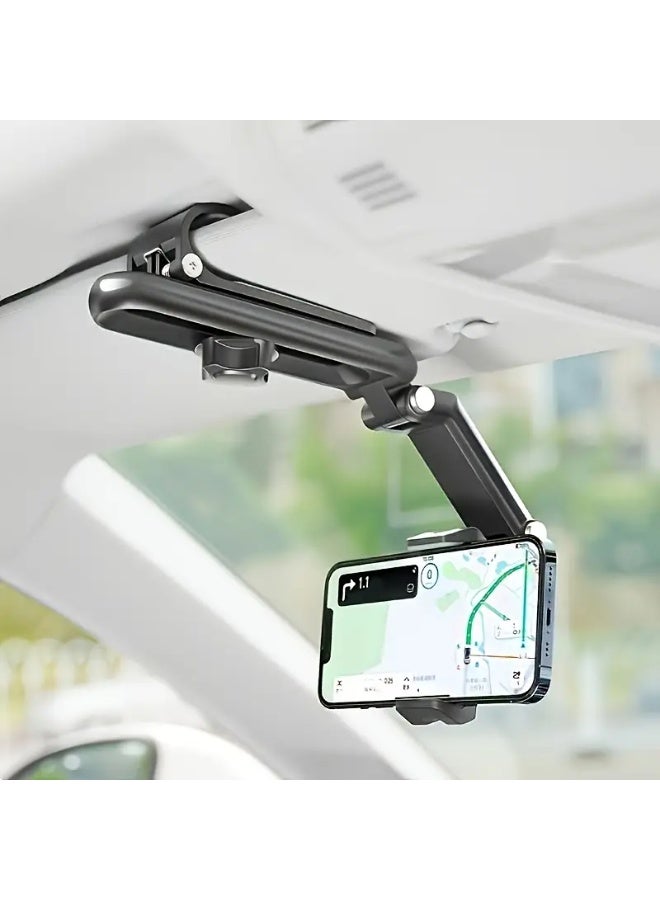 Rotatable car phone holder, suitable for sun visor – Foldable dashboard and sun visor installation, universal adjustable spring clip holder, suitable for all - Image 2