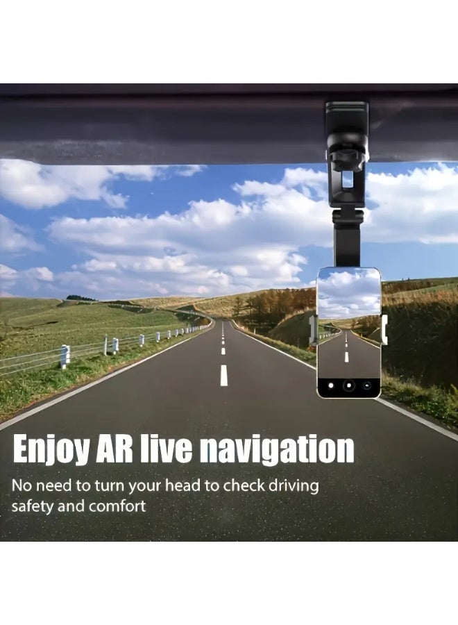 Rotatable car phone holder, suitable for sun visor – Foldable dashboard and sun visor installation, universal adjustable spring clip holder, suitable for all - Image 3