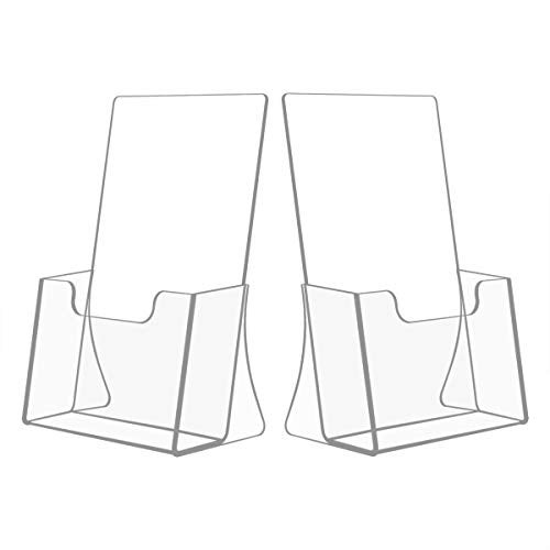 NIUBEE 2 Pack 85 x 55 Acrylic Bifold Brochure HolderClear Plastic Counter top Flyer Organizers - Image 1