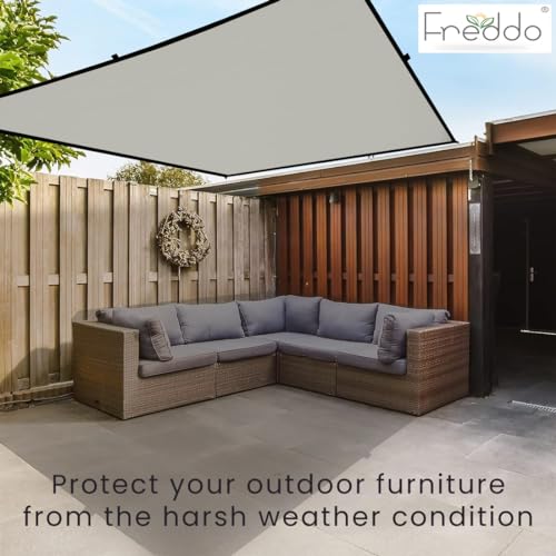 FREDDO HDPE Fabric Polyester Webbing Sun Shade Sails 85-90% Protection from Sun & UV Rays for Car Parking, Outdoor Garden, Balcony, Patio, Grey Color, 15 ft x 15 ft, Pack of 1 Piece (15 ft x 15 ft) - Image 4