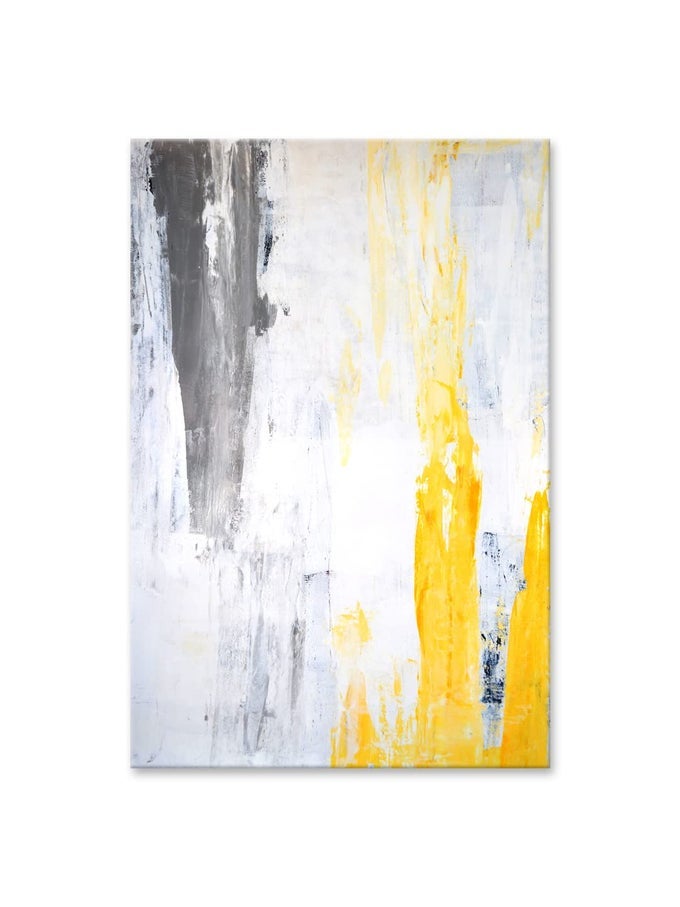 YELLOW BLACK AND WHITE COLOR MODERN ABSTRACT WALL ART CANVAS PAINTING ABSTRACT CANVAS PAINTINGS CANVAS_24X36_INCHES FLP24360682
