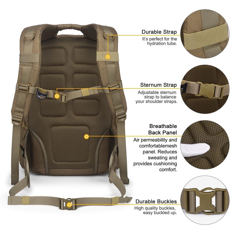 Mardingtop Military Tactical Backpack for Men 40L Molle Rucksack Assault Pack EDC Daypack for Hiking,Travel,Camping, Hunting - Image 5