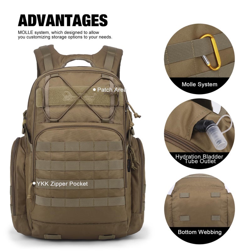 Mardingtop Military Tactical Backpack for Men 40L Molle Rucksack Assault Pack EDC Daypack for Hiking,Travel,Camping, Hunting - Image 2