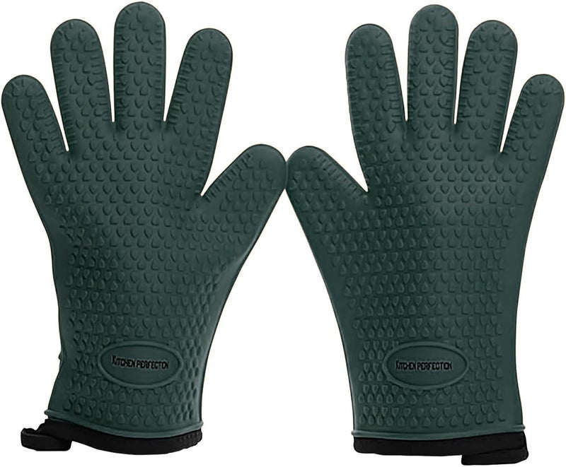 Kitchen perfection Silicone Smoker Oven Gloves -Extreme Heat Resistant BBQ Gloves -Handle Hot Food Right on Your Smoker Grill Fryer Pit|Waterproof Oven Mitts Grill Gloves |Superior Value Set+3 Bonuses - Image 1