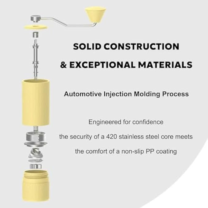 AOOEDDI Nuttii Manual Coffee Grinder Cnc Stainless Steel Conical Burrs Internal Adjustable Settings For Even Grinding Series Handheld Grinder Suitable For GiftsYellow - Image 4