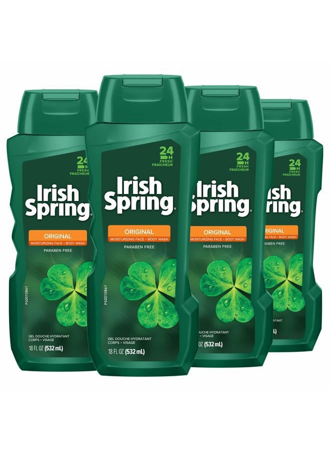 Irish Spring Original Body Wash for Men - 18 Fl Oz (Pack of 4) - Image 1