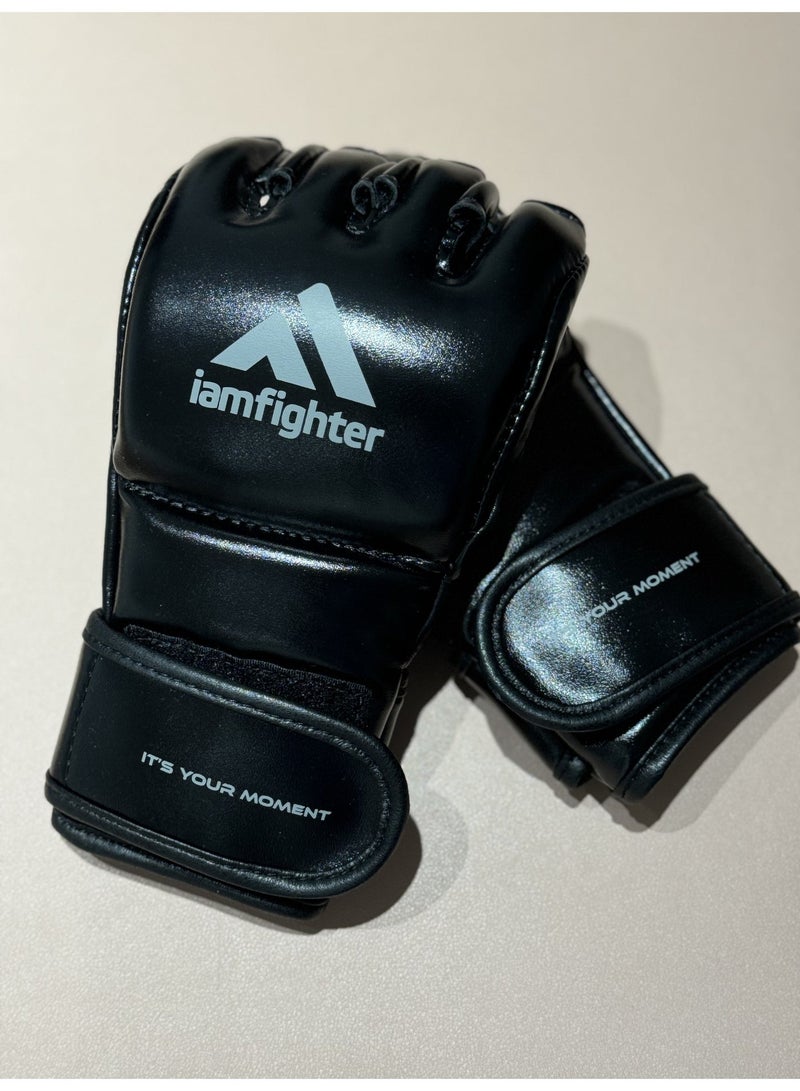 iamfighter Sports MMA Gloves for Men & Women – PU Leather Half-Finger Grappling Gloves with Open Palm for Muay Thai, Kickboxing, Boxing, Sparring & Combat Training - Image 3