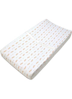 American Baby Company American Baby Company Printed 100% Cotton Knit Fitted Contoured Changing Table Pad Cover - Compatible with Mika Micky Bassinet, Sparkle Gold/Pink Feathers, for Boys and Girls  - Image 1