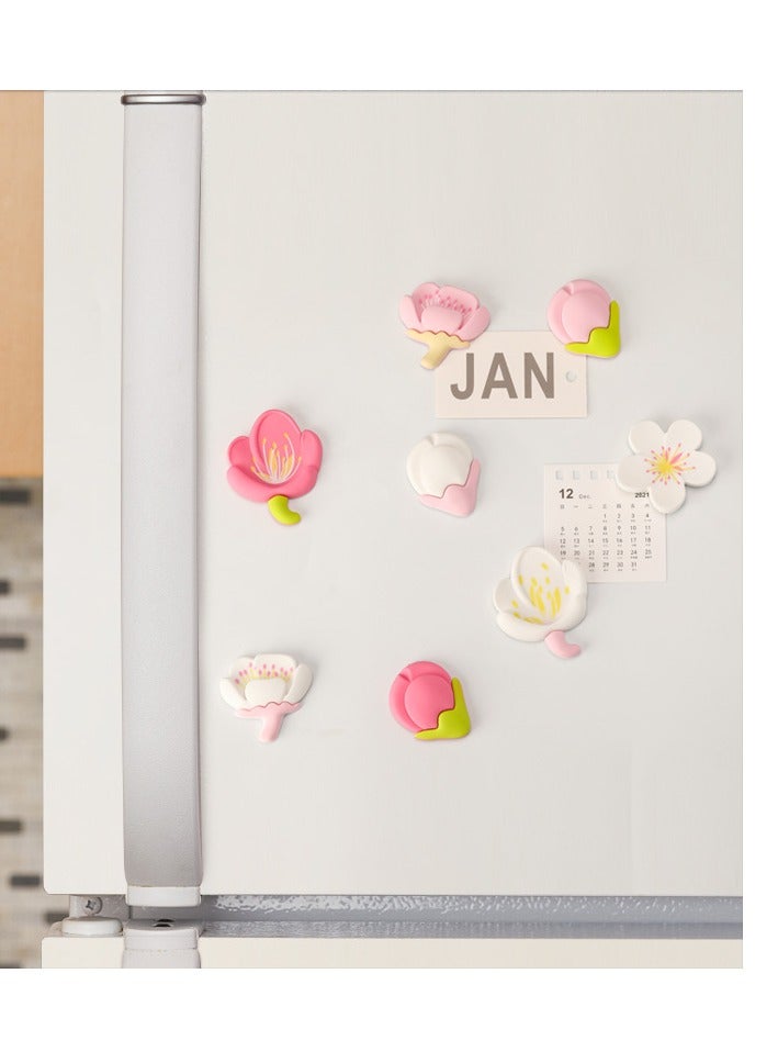 12 Pieces Flower Refrigerator Magnet Set, PVC Soft Rubber Flower Magnets, 3D Whiteboard Magnets for Office, Home, and Kitchen Decoration  - Image 1
