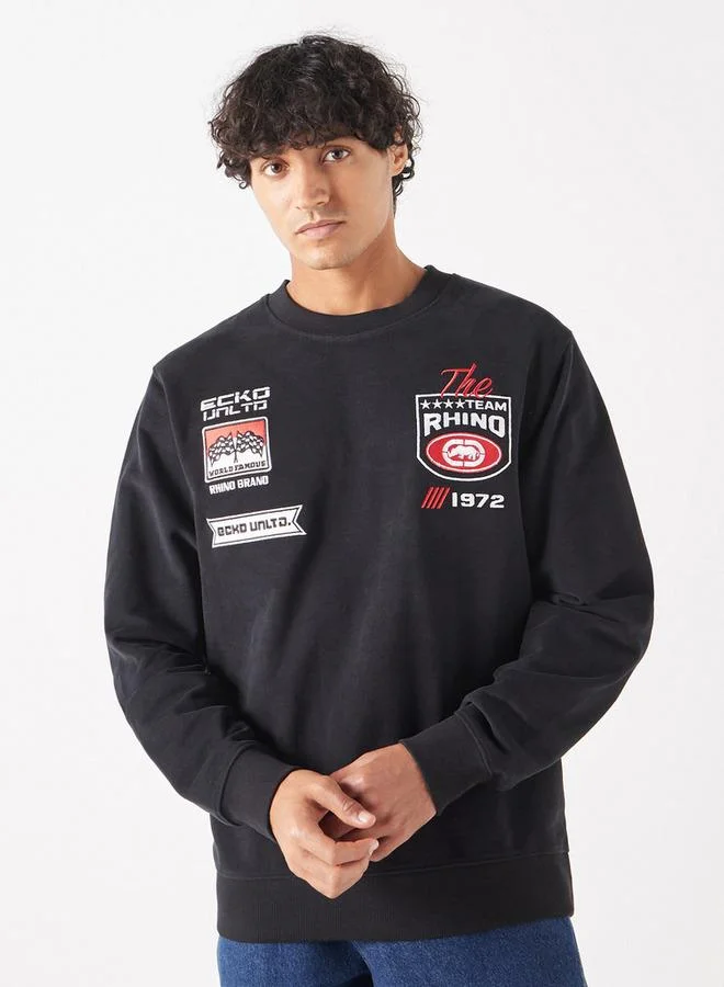 Ecko Unltd. Ecko Embroidered Sweatshirt with Long Sleeves and Round Neck
