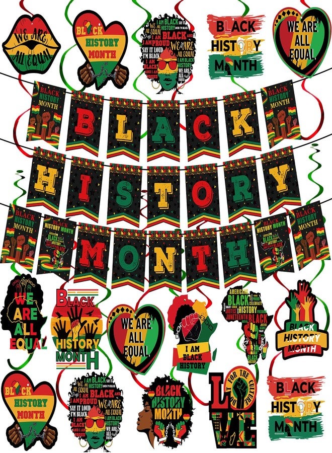 Epakh 51 Pcs Black History Month Decorations Include Black History Month Banner Africa American Hanging Swirls National African American Decorations for Freedom Party Supplies - Image 1