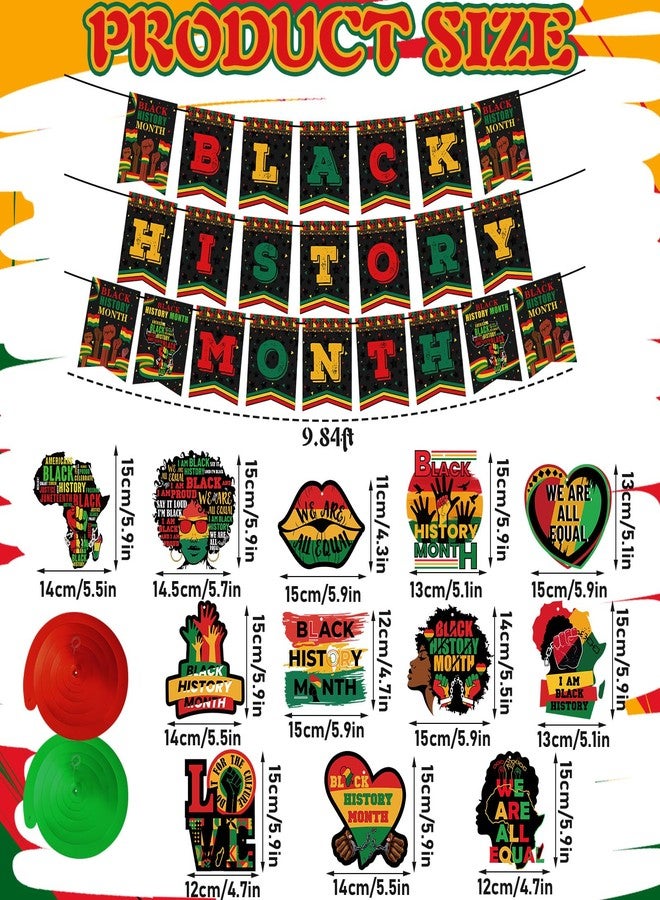 Epakh 51 Pcs Black History Month Decorations Include Black History Month Banner Africa American Hanging Swirls National African American Decorations for Freedom Party Supplies - Image 2