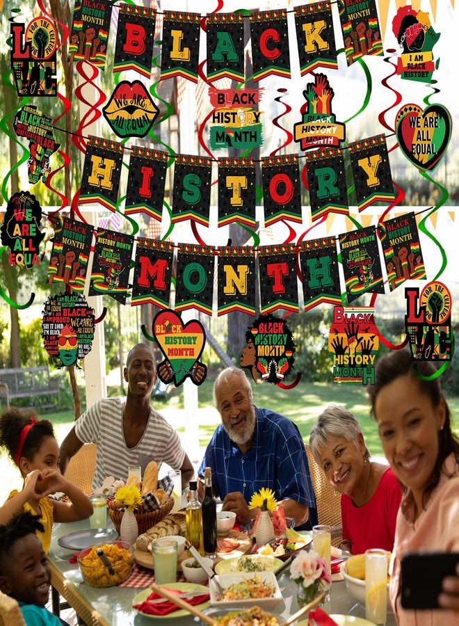 Epakh 51 Pcs Black History Month Decorations Include Black History Month Banner Africa American Hanging Swirls National African American Decorations for Freedom Party Supplies - Image 4