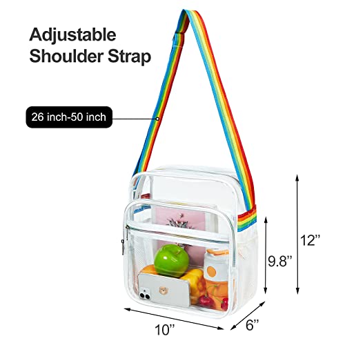 COVAX Clear Bag Stadium Approved, Clear Crossbody Messenger Shoulder Bag with Adjustable Strap for Concerts, Sports Events (White) - Image 2