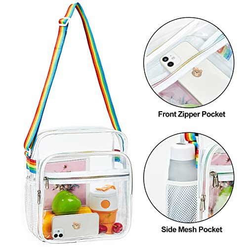 COVAX Clear Bag Stadium Approved, Clear Crossbody Messenger Shoulder Bag with Adjustable Strap for Concerts, Sports Events (White) - Image 4