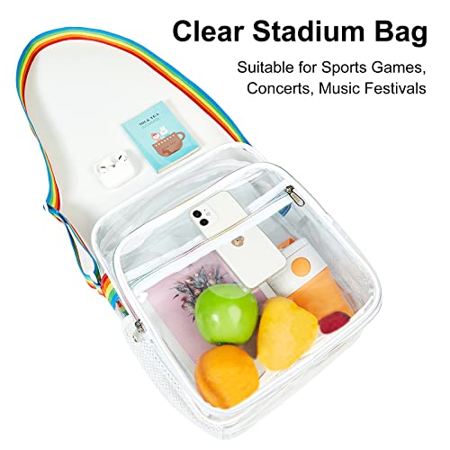 COVAX Clear Bag Stadium Approved, Clear Crossbody Messenger Shoulder Bag with Adjustable Strap for Concerts, Sports Events (White) - Image 5