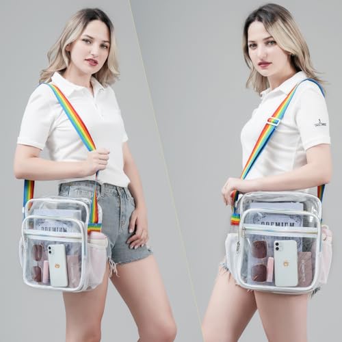 COVAX Clear Bag Stadium Approved, Clear Crossbody Messenger Shoulder Bag with Adjustable Strap for Concerts, Sports Events (White) - Image 3