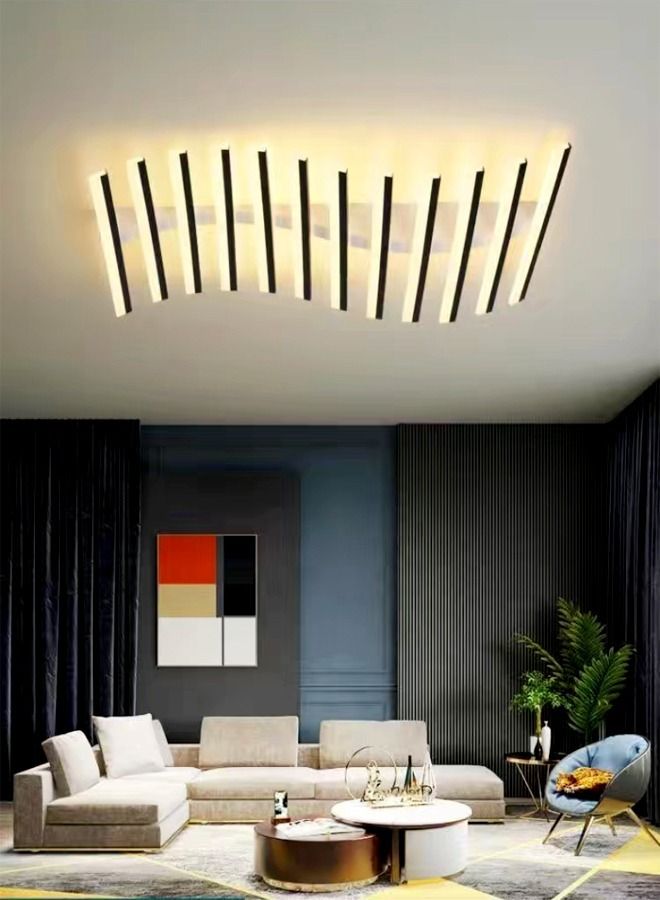 C&C Home Modern Design Creative Curve-Shaped Strips LED Chandeliers Ceiling Light Fixture Ceiling Lamp for Dining Room Living Room 90x60x10 cm - Image 1