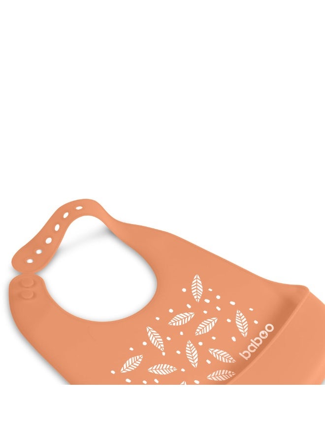 Baboo Baby Silicone Waterproof Bibs for babies and toddler with 6 Adjustable Neckline Buttons | Baby Feeding Bib for infants with Reusable, Easy Cleaning Bibs for Boys and Girls 4 Month Up  (Peachy Keen) - Image 5