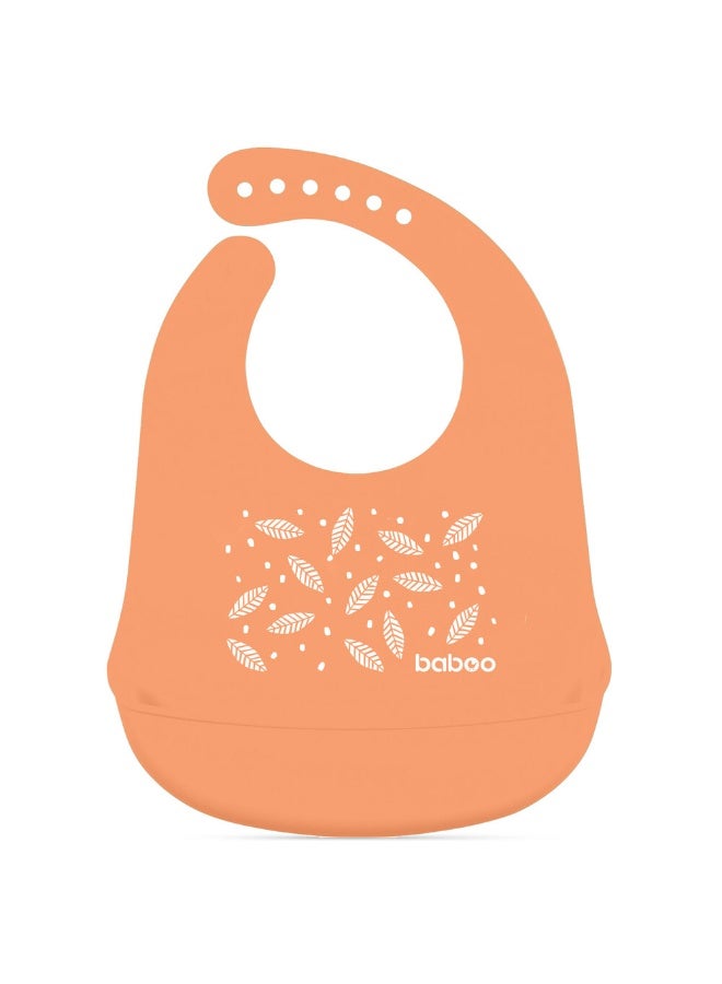 Baboo Baby Silicone Waterproof Bibs for babies and toddler with 6 Adjustable Neckline Buttons | Baby Feeding Bib for infants with Reusable, Easy Cleaning Bibs for Boys and Girls 4 Month Up  (Peachy Keen) - Image 4